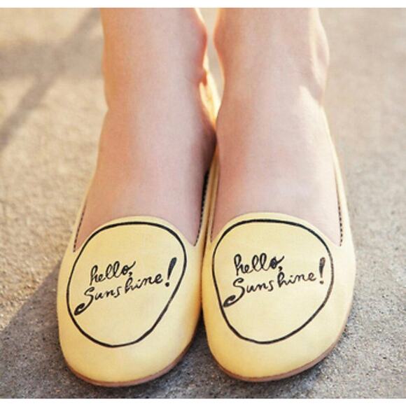 Loly in the Sky Sonia Flats Yellow 'Hello Sunshine' Flats Loafers Women's Size 6 - Picture 1 of 9